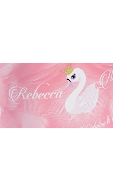 Trusou botez cu lebada pentru fetite personalizat prin brodare, Little Swan 25